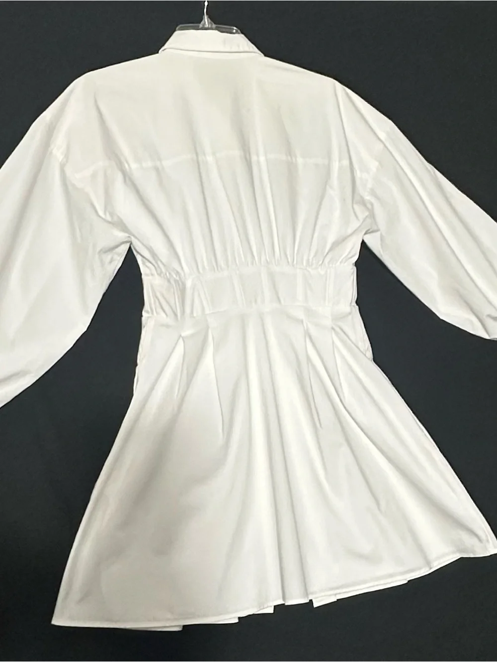 Express Fit & Flare Shirt Dress Pocket Mini corset-style waist balloon Sleeve XS